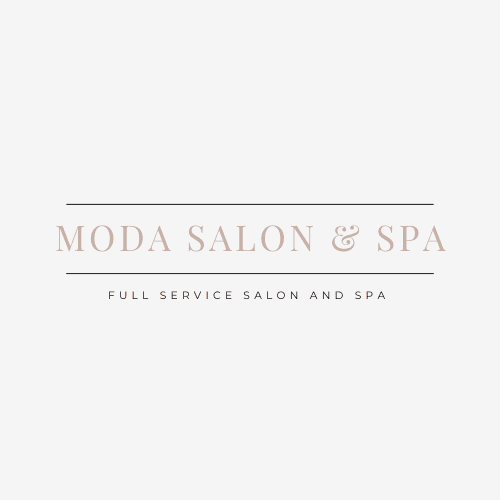 Moda Salon & Spa logo with "Full Service Salon and Spa" tagline in elegant font.
